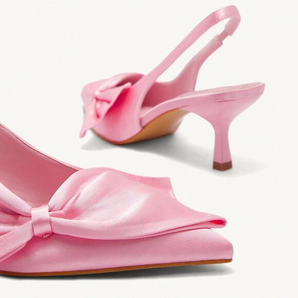 Pink Women's Elegant High Heel Pointed Toe Slingback Pumps - Picture 6 of 7